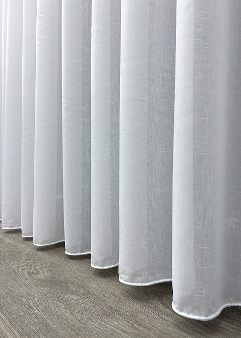 Тюль щільний льон однотонний колір білий 2033т Київ - фото 6