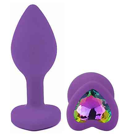 Силиконовая анальная пробка EGZO - Silicone Violet Heart Plug Rainbow, size S Sex Aura Киев