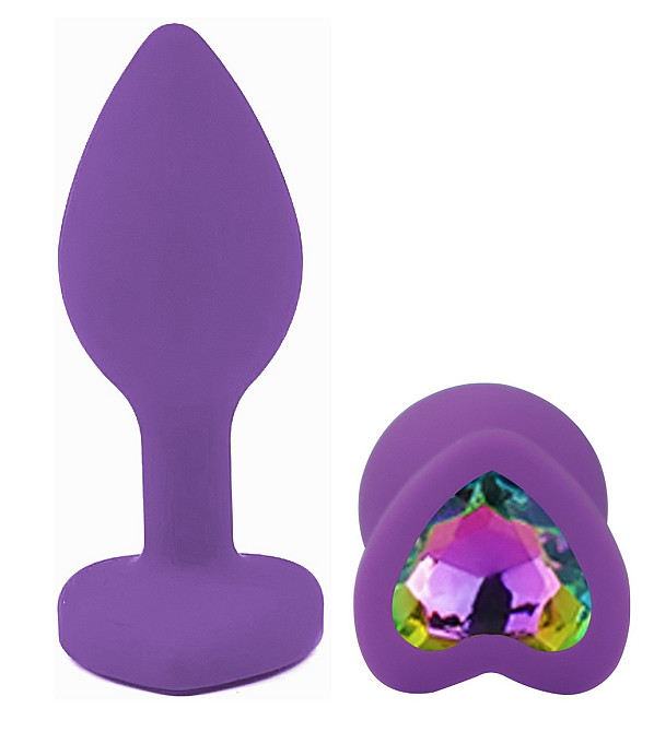 Силиконовая анальная пробка EGZO - Silicone Violet Heart Plug Rainbow, size S Sex Aura Киев - изображение 2
