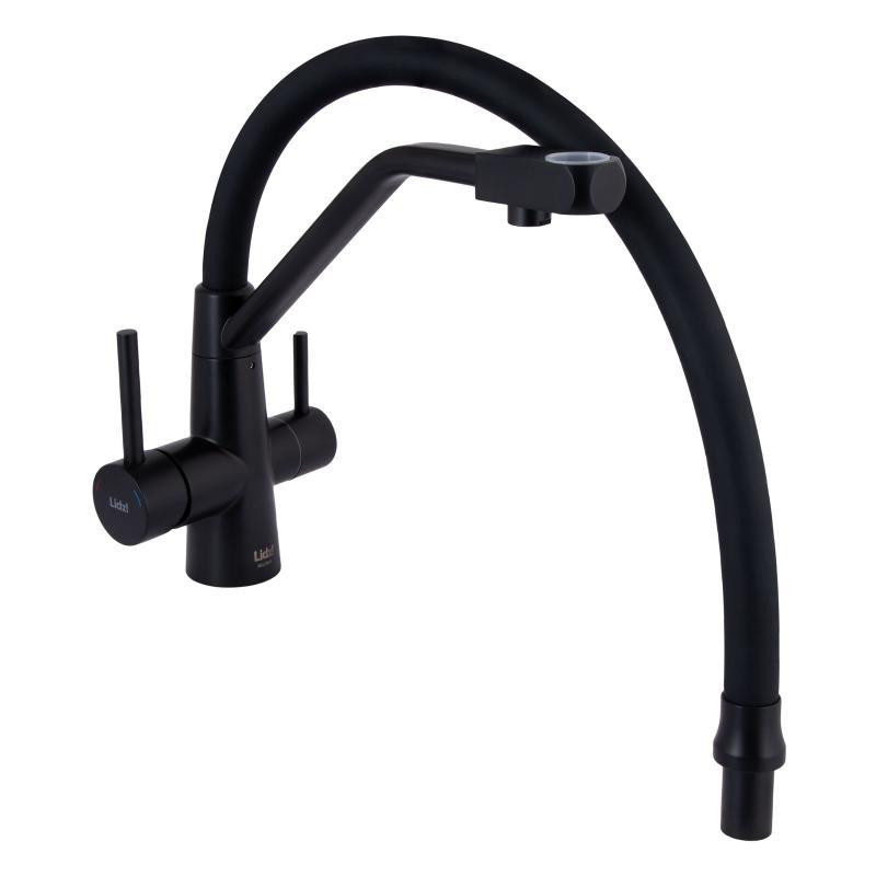 Смеситель для кухни Lidz Aria 020F3 с гибким изливом и подключением к фильтру LDARI020F3BLA39212 черный Киев - изображение 4