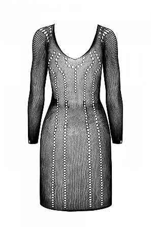 Напівпрозора мінісукня Passion BS101 One Size, black, рукави-мітенки Sex Aura Київ