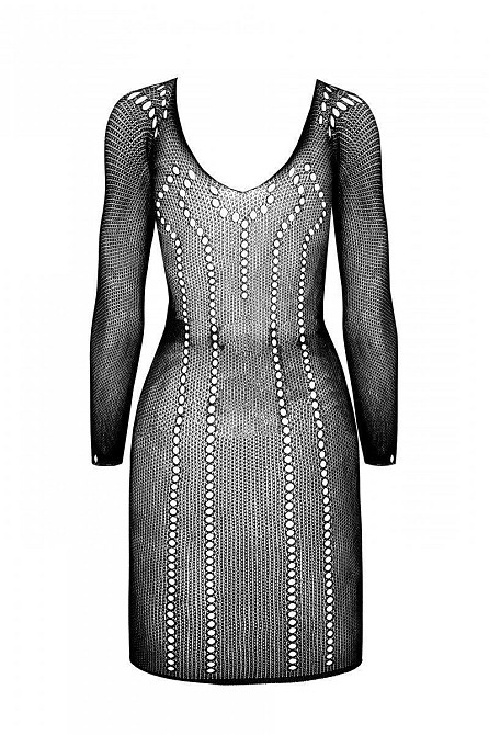 Напівпрозора мінісукня Passion BS101 One Size, black, рукави-мітенки Sex Aura Київ - фото 4