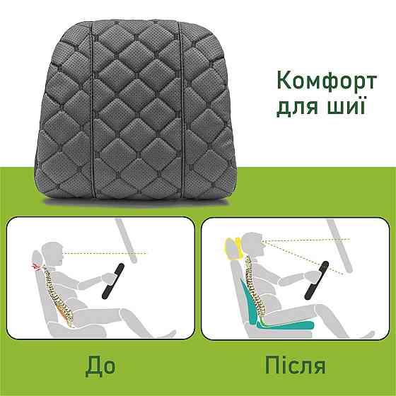Автомобільний підголівник Comfort Trip AMF 004-3 225х245х60 з екошкіри чорний Дніпро
