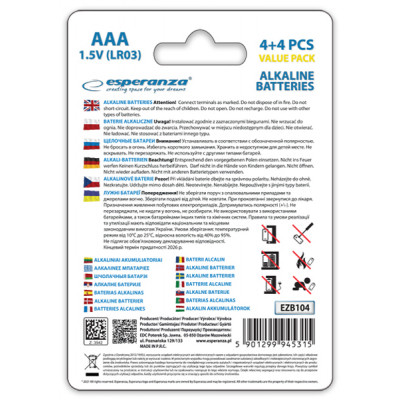 Батарейка Esperanza AAA LR03 Alkaline * 8 (EZB104) Вінниця - фото 4