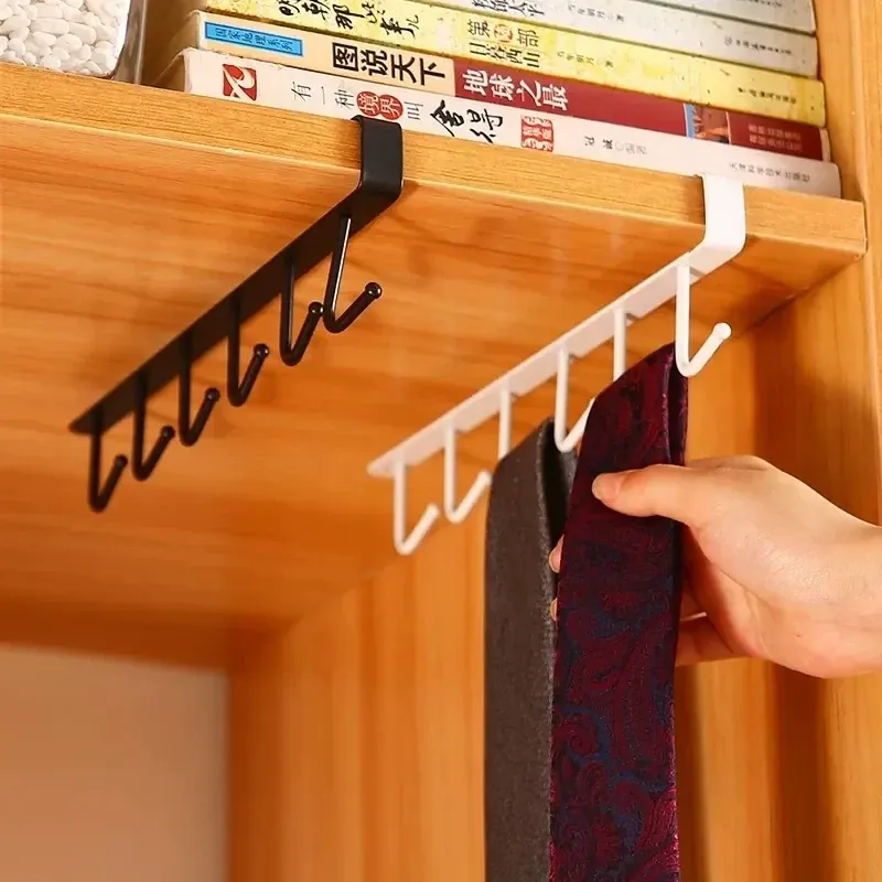 Вішалка на полку з 6 білими гачками для кухні чи одягу Київ - фото 5
