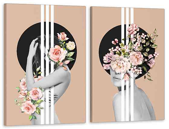 Модульная картина в гостиную / спальню   Дівчина в квітах  TLV-2_059 120х170 см Київ