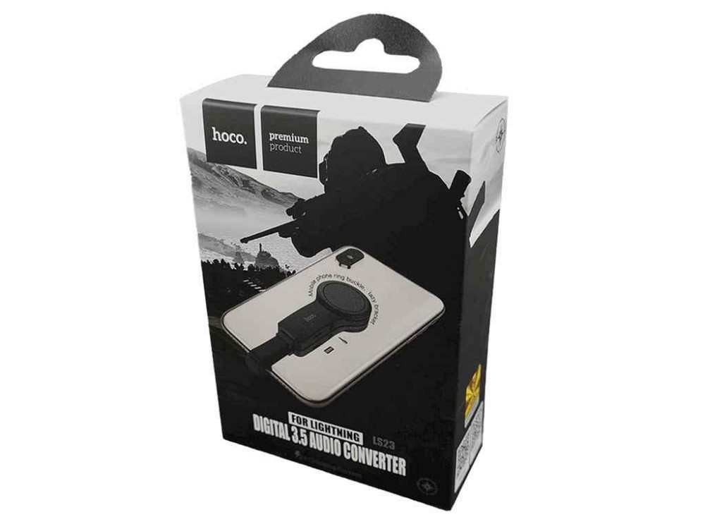 Перехідник iPhone Lightning - Lighting3,5 LS23 (зарядненавушники) з кільцетримачем ТМ Hoco Київ - фото 1
