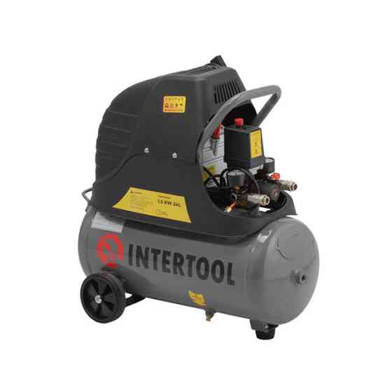 Компресор, 24 л, 1,5 кВт, 220 В, 8 атм, 206 л/хв, 80 дБ INTERTOOL PT-0009 Київ