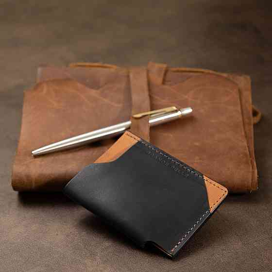 Шкіряний оригінальний картхолдер Чорний (GRANDE PELLE) Київ