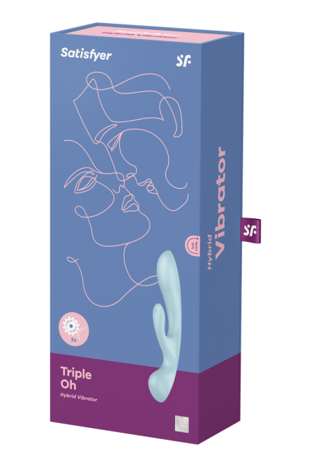 Вибратор кролик Satisfyer Triple Oh с тремя моторами, голубой Sex Aura Киев - изображение 7