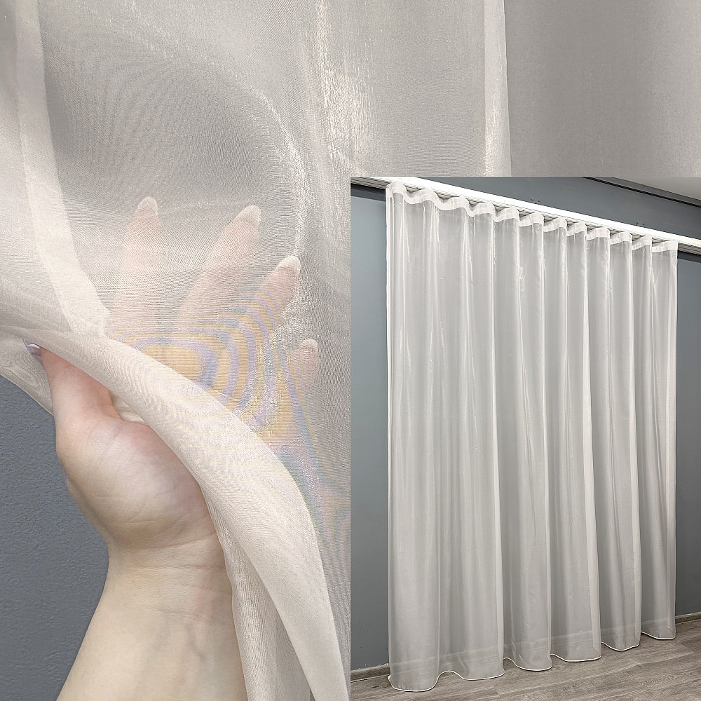 Тюль VR-Textil 001т Органза однотонна Бежевий 300х270 см (42-0486) Київ - фото 1