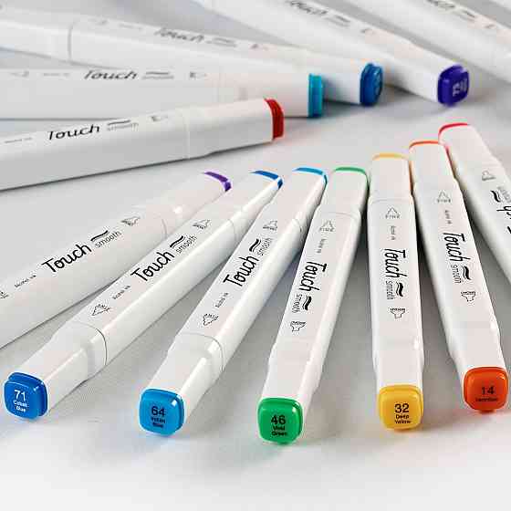 Набор спиртовых маркеров двусторонних Touch Smooth для рисования 40 штук+Подставка канцелярская черная Каменец-Подольский