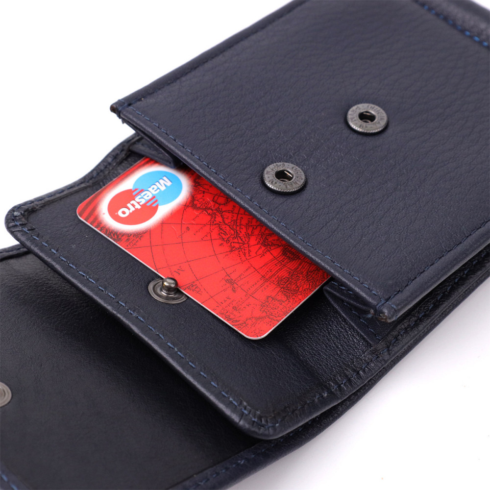 Вертикальний чоловічий затискач із зернистої натуральної шкіри Tony Perotti 20862_1 (3595 navy) Синій Київ - фото 7