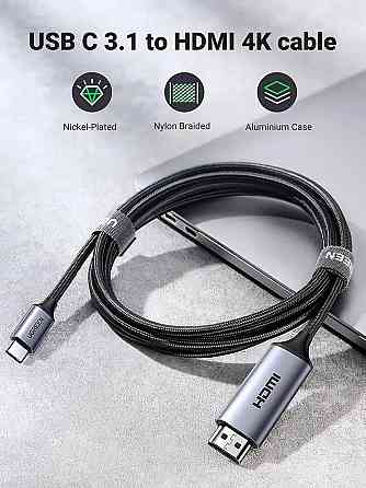 Кабель для відео відеокабель UGREEN MM142 USB-C to HDMI Male to Male Cable Aluminum Shell 1.5m (Gray Black)(UGR-50570) UGR-50570 Одеса