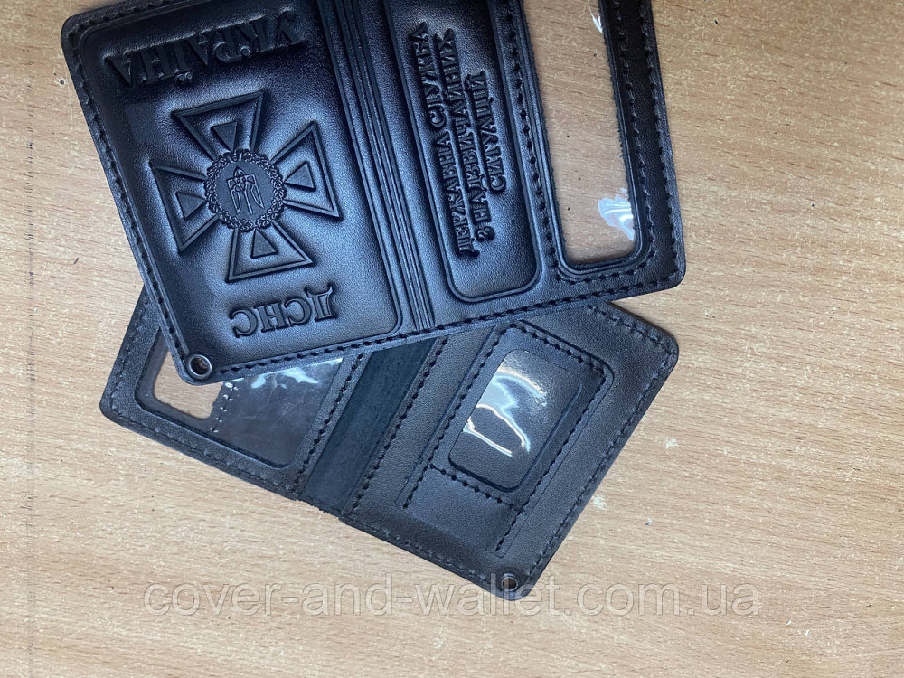 Обкладинка для нового посвідчення ДСНС із кишенею для жетона Puos Чорний Київ - фото 7