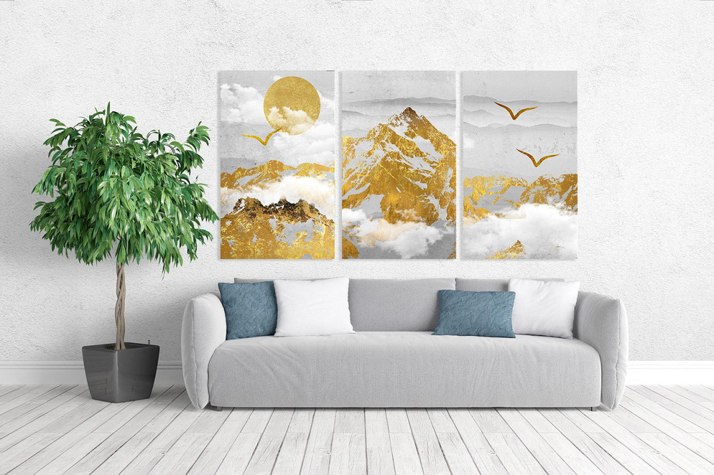 Модульна картина у вітальню/ спальню  Золоті гори   ART-124_3A 70х130 см Київ - фото 2