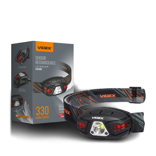Ліхтарик LED налобний 330Lm 5000К чорний VLF-H015 Videx Житомир