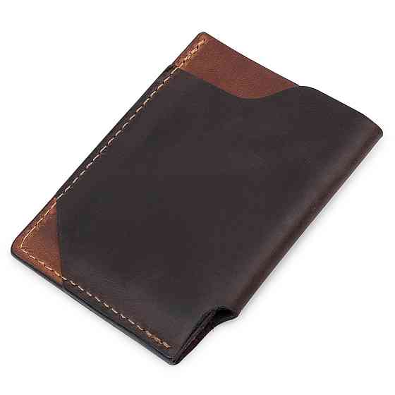 Шкіряний незвичайний картхолдер Коричневий (GRANDE PELLE) Київ
