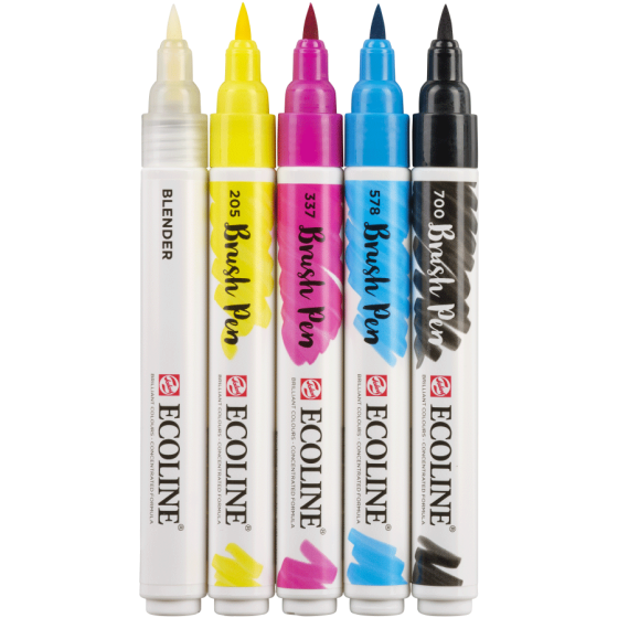 Набор кистей-ручек Ecoline Brushpen PRIMARY X 5кол Royal Talens Киев
