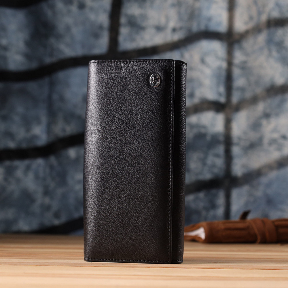 Солідний жіночий гаманець із натуральної шкіри ST Leather 23088 Чорний Київ - фото 11