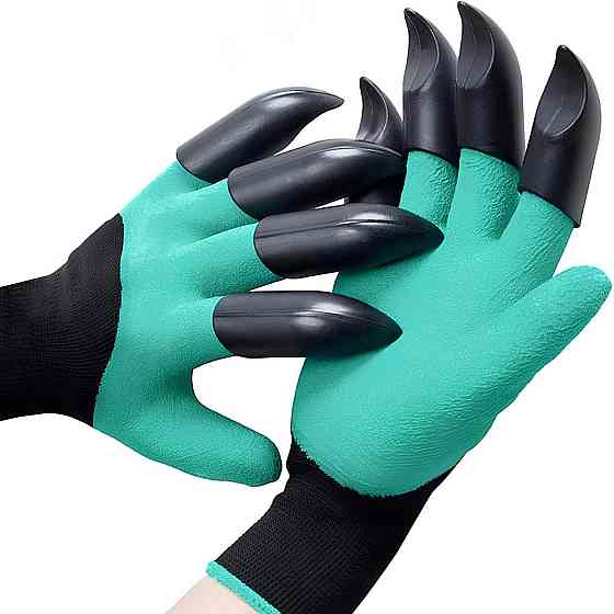 Перачатки с когтями садовые для сада и огорода латексные с пластиковыми когтями для рыхления почвы и уборки Каменец-Подольский