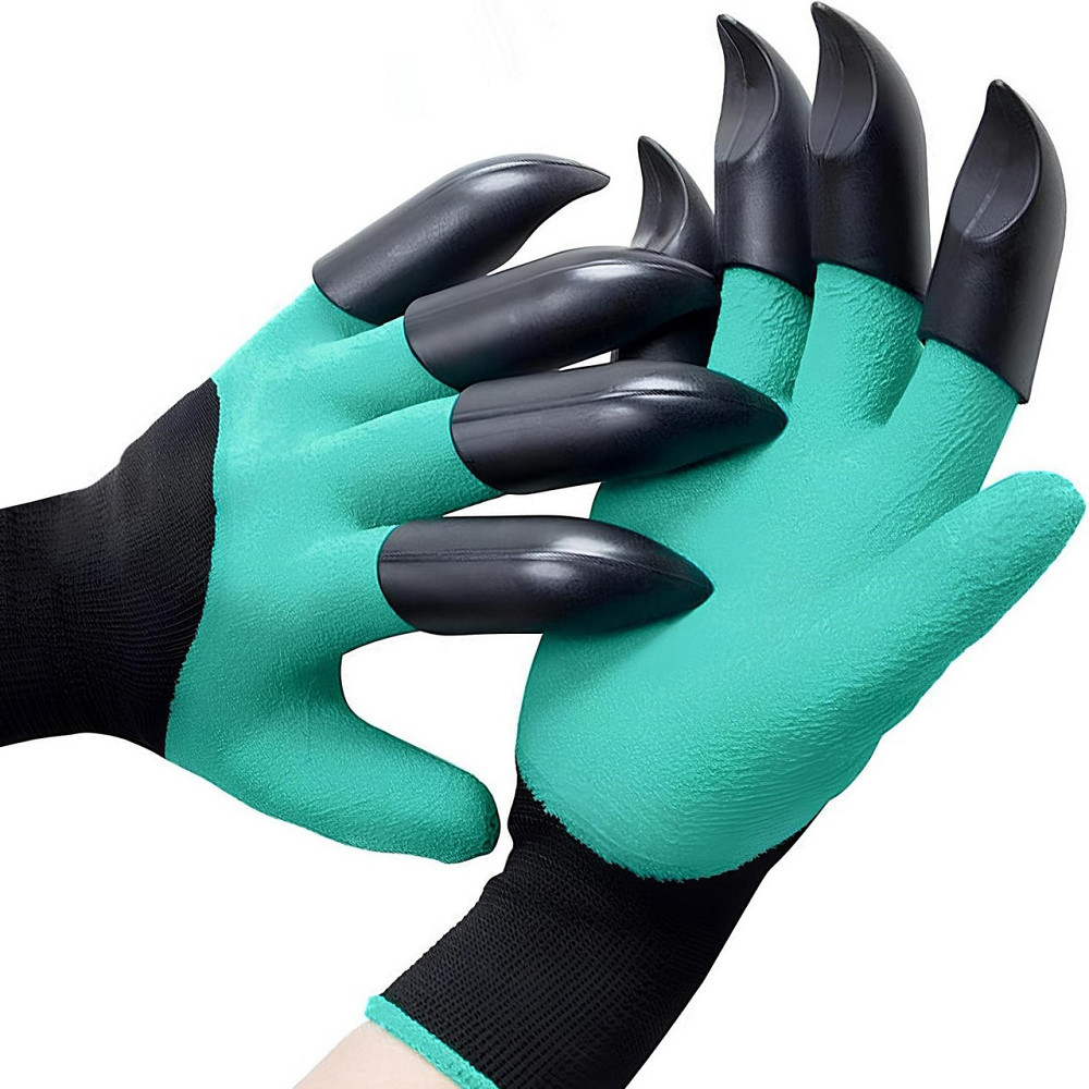 Перачатки с когтями садовые для сада и огорода латексные с пластиковыми когтями для рыхления почвы и уборки Каменец-Подольский - изображение 2