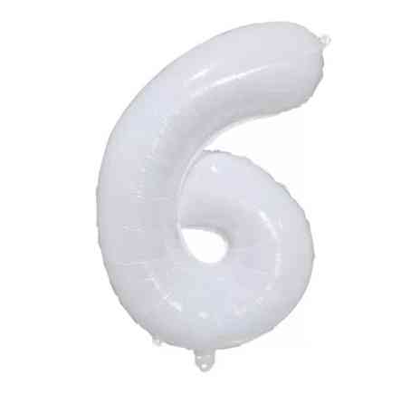 Шарик цифра 6 праздничная 32 дюйма белый Киев