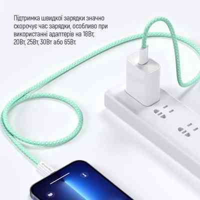 Дата кабель USB-C to USB-C 1.0m 60W 3.0А green ColorWay (CW-CBPDCC061-G) Винница