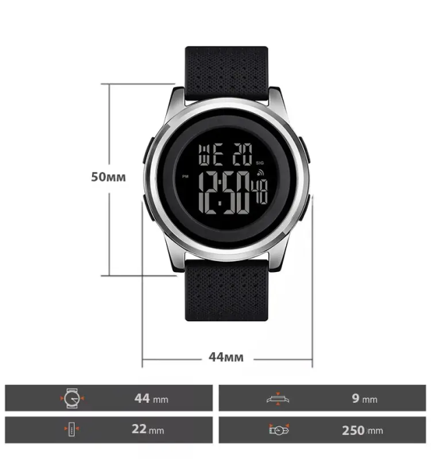 Чоловічий спортивний наручний годинник Skmei 1502 (Сріблястий) Київ - фото 6