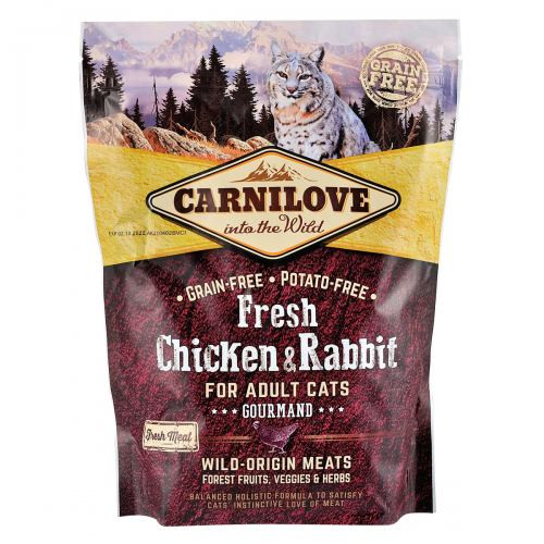 Корм сухой Carnilove Fresh Chicken and Rabbit Gourmand for Adult cats для взрослых кошек с курицей и кроликом 400 г Киев - изображение 1