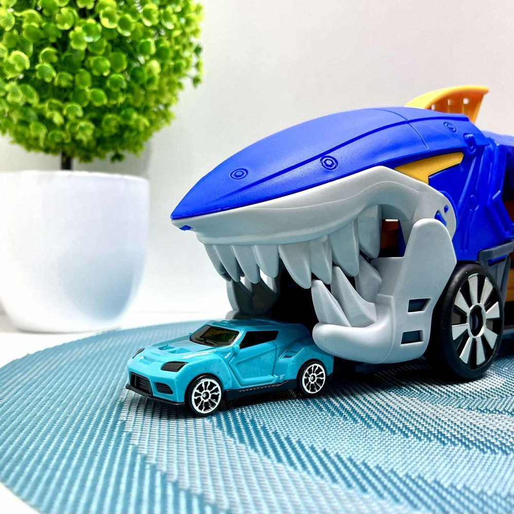 Трейлер у вигляді акули з набором машинок 2шт Синій (P932-A) Чернигов - изображение 4