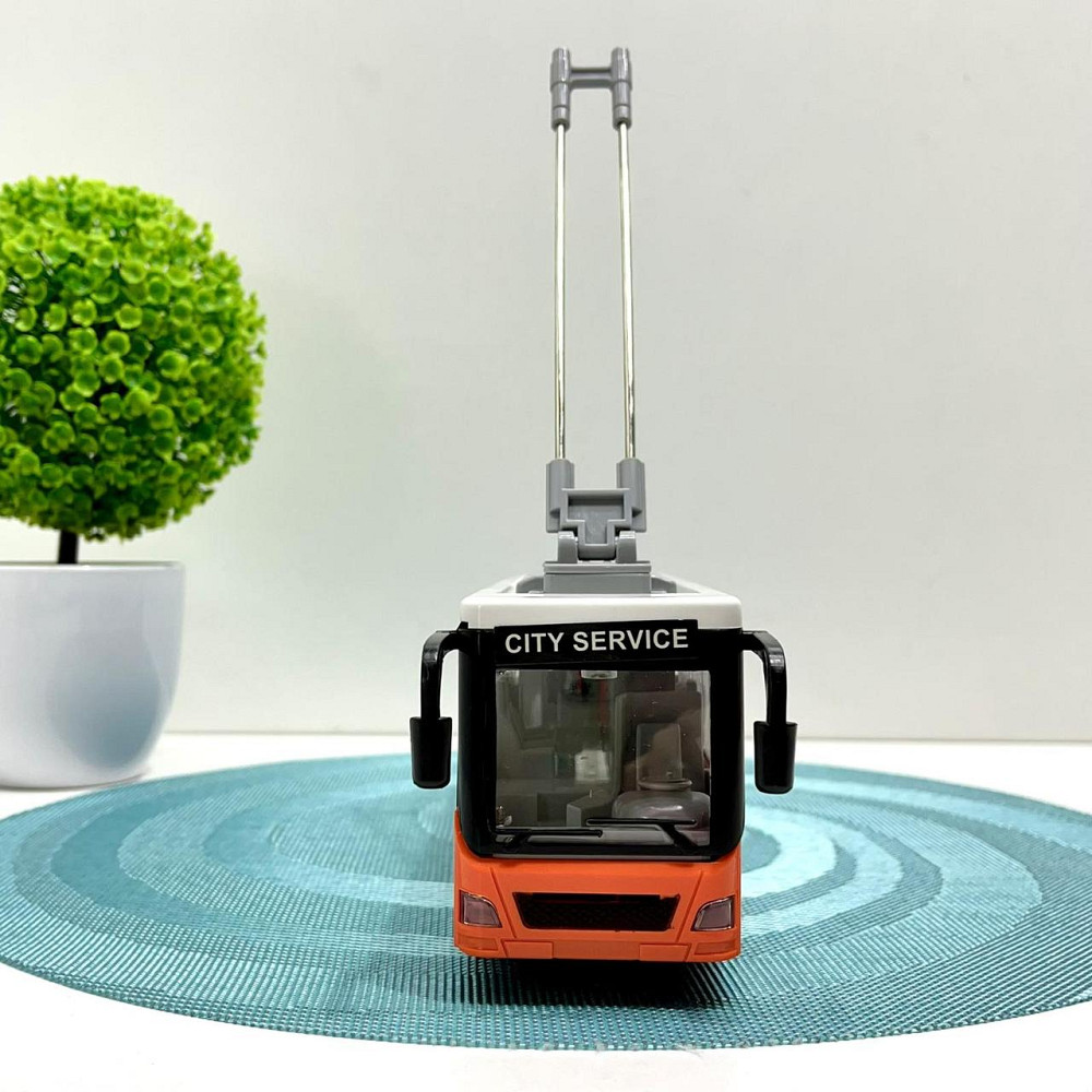 Тролейбус з інерцією підсвічуванням і звуком відчиняються двері Помаранчевий (WY911AB) Чернигов - изображение 2