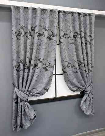 Комплект коротких штор VR-Textil Жаккард Мрамор Al3 № 1598ш Светло-серый с черным 145х170 см 2 шт (35-0242) Киев