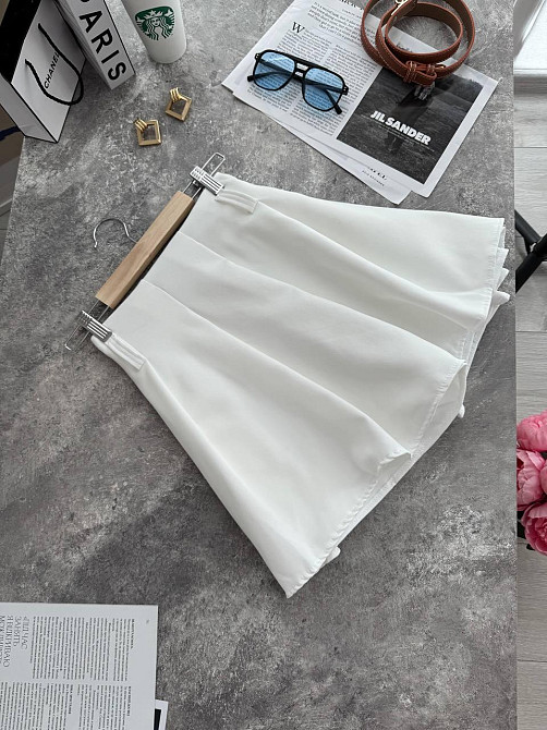 Жіноча трендова мініспідниця-шорти турецька костюмка Молочний, 44/46 Одеса - фото 4