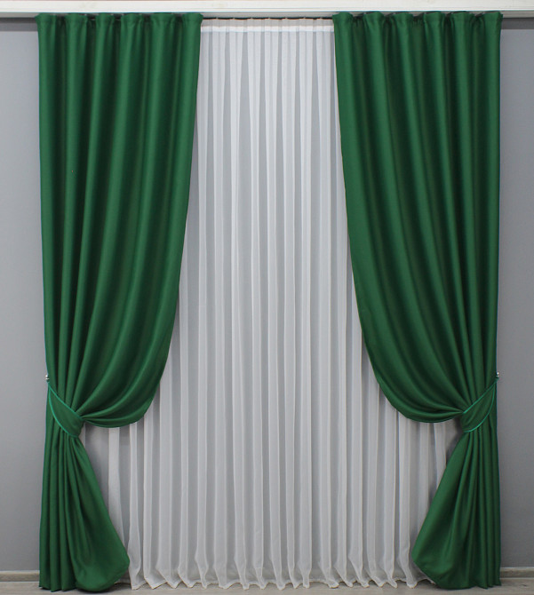 Комплект готовых штор VR-Textil Bagema Rvs № 1475ш Зеленый 100х275 см 2 шт (31-738) Киев - изображение 2
