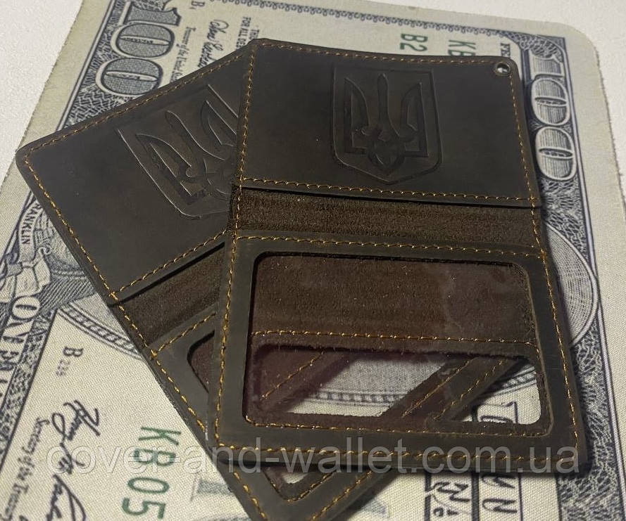 Обкладинка на нове посвідчення ДСНС із вінтажної шкіри коричневого кольору Київ - фото 3