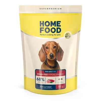 Сухой корм для собак Home Food ADULT MINI Grain-free hypoallergenic с уткой и индейкой 700 г (4820235020927) Винница