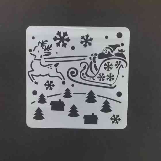 Трафарет Олени на окна к новому году 13 на 13 см серый Киев