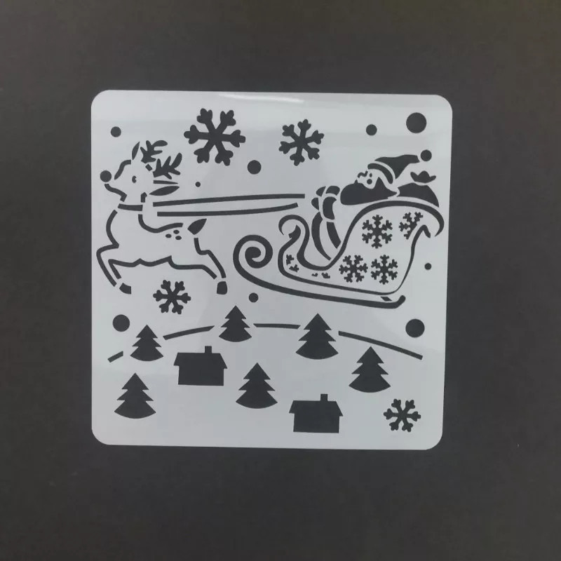 Трафарет Олени на окна к новому году 13 на 13 см серый Киев - изображение 1