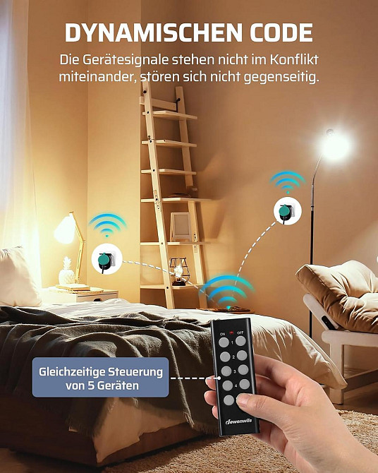 Радіорозетка DEWENWILS 16A 3680W IP44 з пультом програмована 5 шт для вулиці дальність 30 м чорна Київ - фото 7