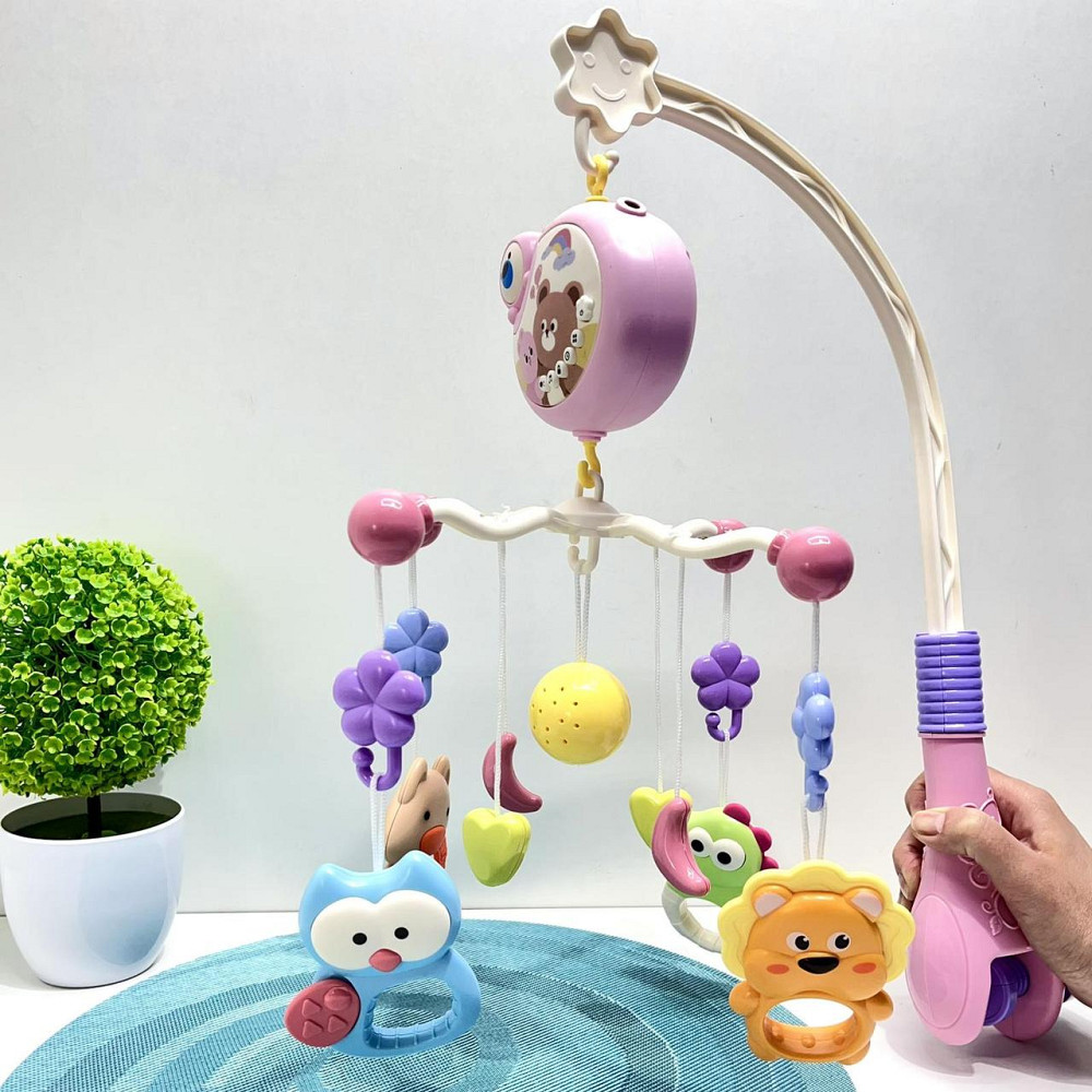 Мобіль для ліжечка зі звуковими ефектами та проектором Рожевий (368-10) Чернігів - фото 1