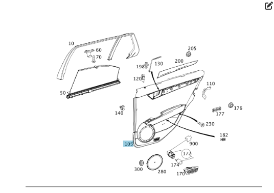 Mercedes-Benz  A2047304462 9D88 Внутрішня ручка - підлокітник чорний задніх правих дверей C-Class W204 C-Class Estate S204 Одеса