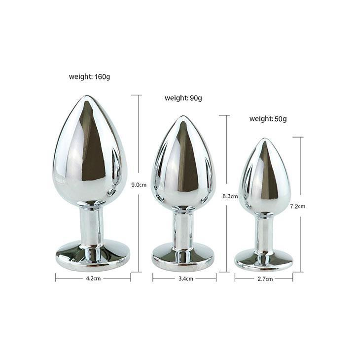 Набір сталевих анальних пробок - Прозорий - 3 шт. (S/M/L) - Анальні іграшки Вінниця - фото 2