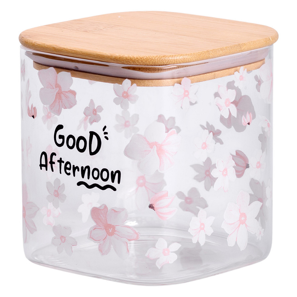 Банка для сипучих продуктів з бамбуковою кришкою 800 мл ємність для сипучих скло HP-34-25 Київ - фото 3