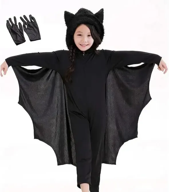 Дитячий костюм кажана, летючої миші комбінезон з капюшоном крилами печатками для Хеловіну карнавалу ранковий на 105-115см 4-6років Київ - фото 1
