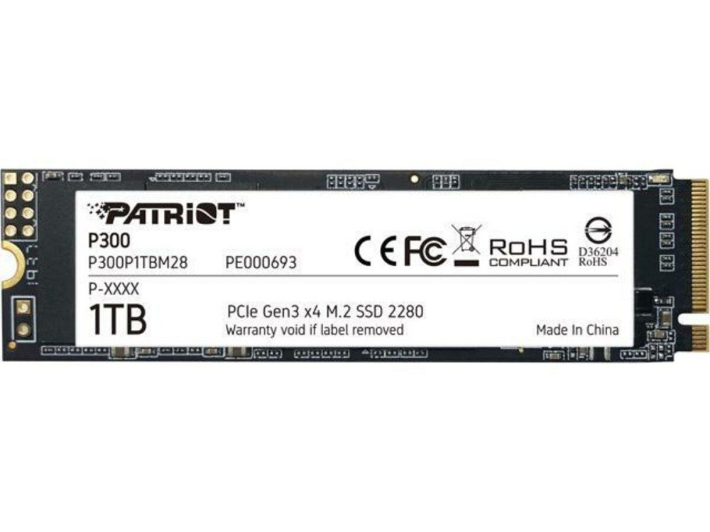 SSD диск накопичувач M.2 Patriot P300 1TB NVMe 2280 PCIe 3.0x4 3D NAND TLC P300P1TBM28 Одеса - фото 1