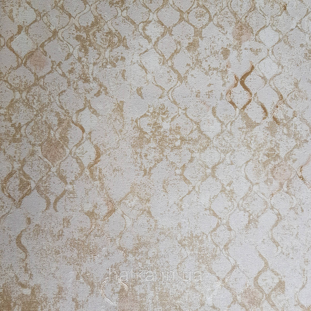 Обои метровые винил на флизелине Decowall Retro геометрия абстракция под старину волны золотистые молочные Киев - изображение 3