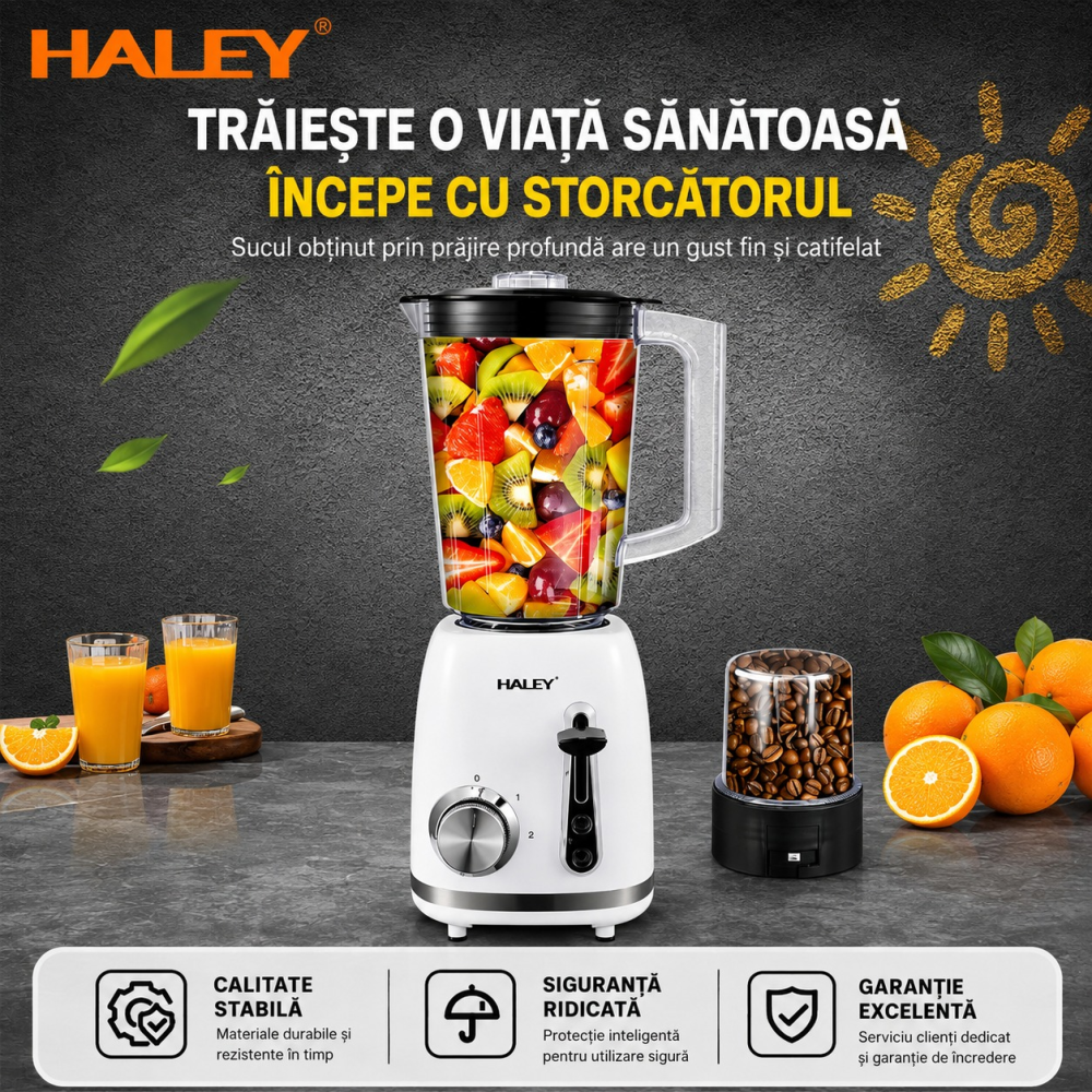 Стаціонарний фітнес-блендер Haley HY-2961 500Вт, блендер для смузі та коктейлів з переносною пляшкою шейкером Одеса - фото 5