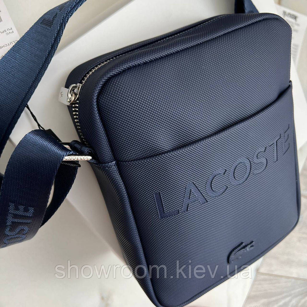 Чоловіча брендова сумка через плече Lacoste (2026) синя Київ - фото 2