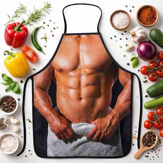 Фартух з приколом чоловік з рушником 80 на 60 см різнобарвний Київ